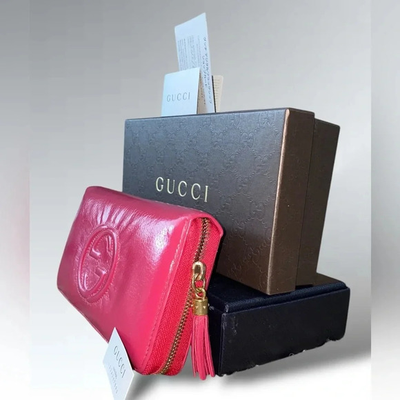 SOLD!!! Stunning Gucci Soho Zip Around Pink Leather Wallet COA and Original Box - Picture 2 of 16